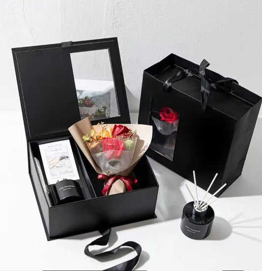 COFFRET CADEAU D'AROMATHERAPIE COMPOSÉ DE FLEURS ÉTERNELLES ET DIFFUSEUR DE SENTEUR POUR LA ST VALENTIN ET D'AUTRES OCCASIONS D'AMOUR